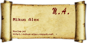 Mikus Alex névjegykártya